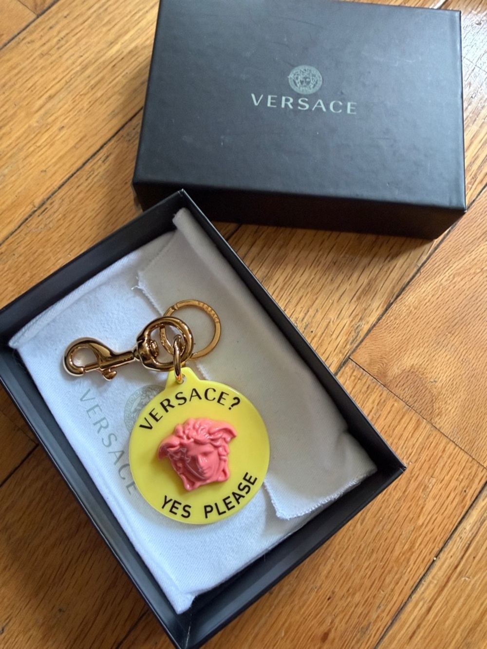Versace Yes Please Yellow & Pink Medusa Charm Key Chain